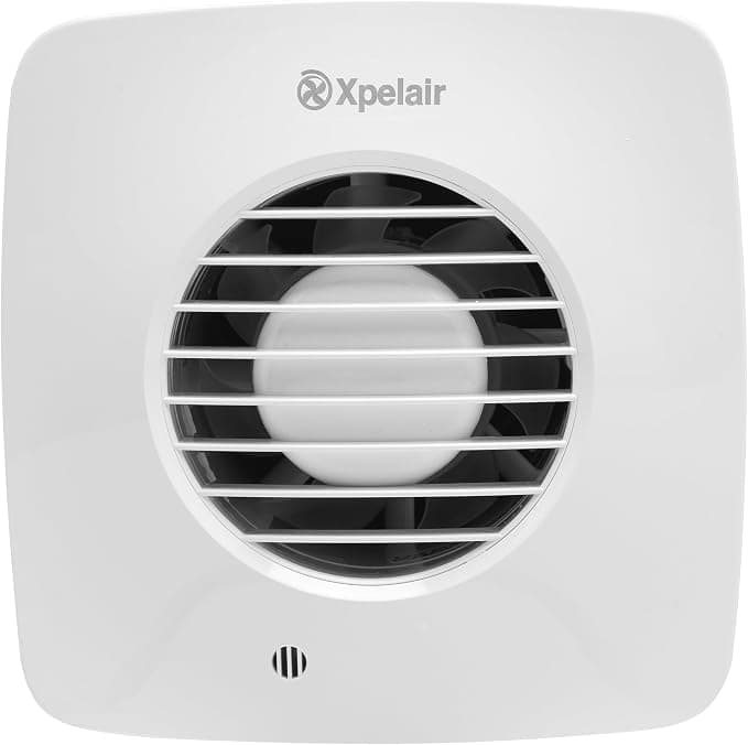 Xpelair DX100BTS Simply Silent Bathroom Extractor Fan with Timer, Adjustable Twin Speed, Ghost Air Movement Technology for Quiet Running, 100mm (4″), Square – Cool White