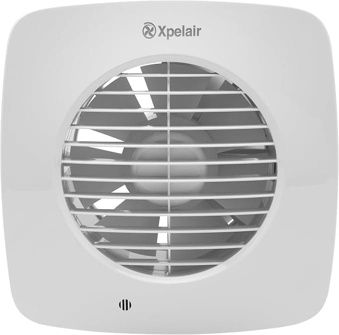 Xpelair DX150PS 6" / 150mm Kitchen Extractor Fan with Pullcord for Wall and Ceiling fitting with Square Grille-Front, IPX4 Rated, White
