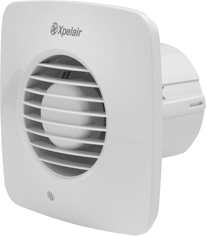 Xpelair Simply Silent DX100BS 4 Inch/100mm Simply Silent Bathroom Extractor Fan,Wall,Ceiling and Window fitting,Adjustable Twin Speed,Ghost Air Movement Technology for Quiet Running, Square,White