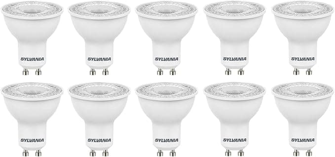 Sylvania GU10 LED Light Bulbs – 5W (50W Equivalent), 345 Lumen, Warm White (3000K) – Glass Lens Finish, Energy Efficient Spotlights – 10 Pack