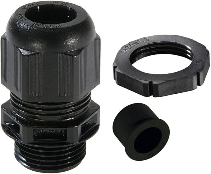 Wiska 10100636 GLP20+RDE Black M20 Sprint Cable Gland + RDE, Pack of 10, Clamping Range 4-14mm,