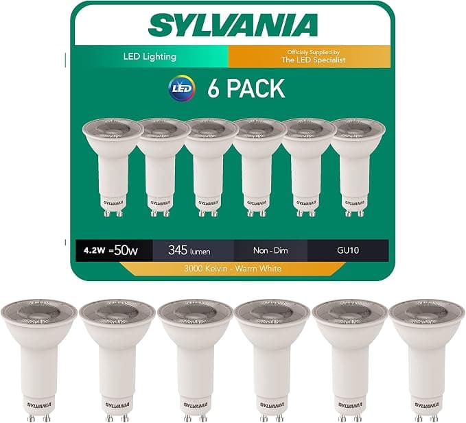 SYLVANIA 6 X 0026585 Long Neck LED Light Bulb Gu10 36° 3000k Warm White - 4.2 Watt