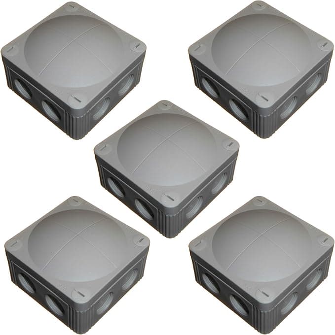 5pk Wiska Combi 308/5 Grey Outside Junction Box with Terminal Block Waterproof IP67 Membrane and M20 Thread